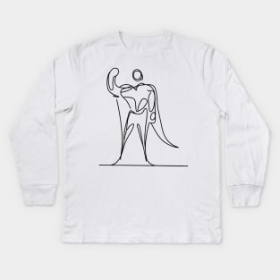 Minimalist line art Superhero Silhouette | Character 2 Kids Long Sleeve T-Shirt